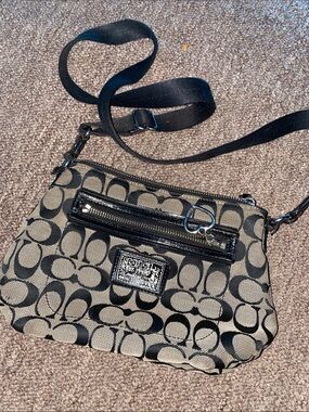 Coach Black and Tan Signature Crossbody Bag
